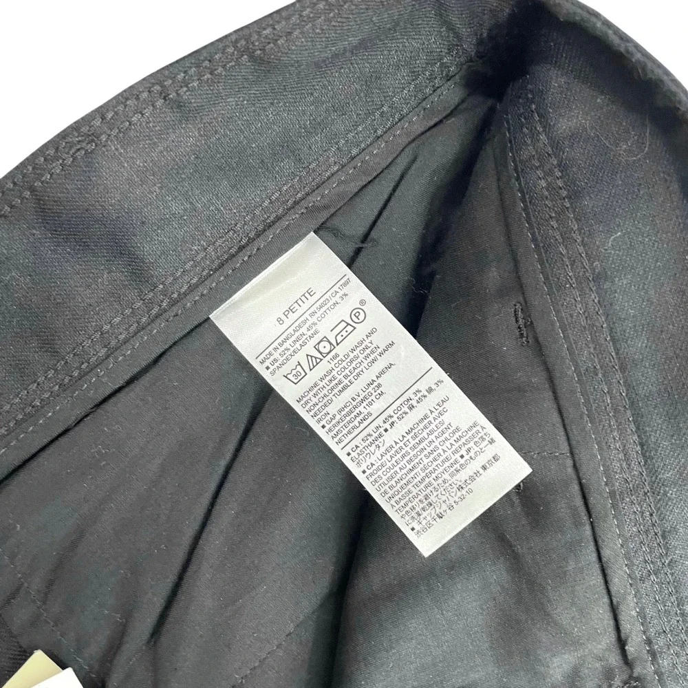 NEW Banana Republic linen‎ blend wide leg pleated pants Size 8P Petite black